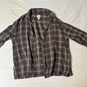 H&M Men's Checkered Shirt Jacket - Brown and Gray
